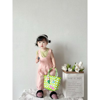 Set áo + yếm bé gái Littlebee màu hồng