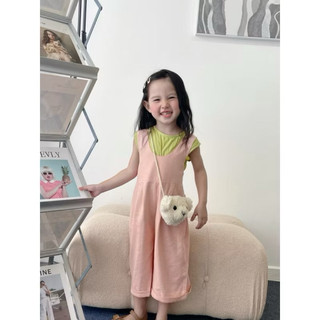 Set áo + yếm bé gái Littlebee màu hồng