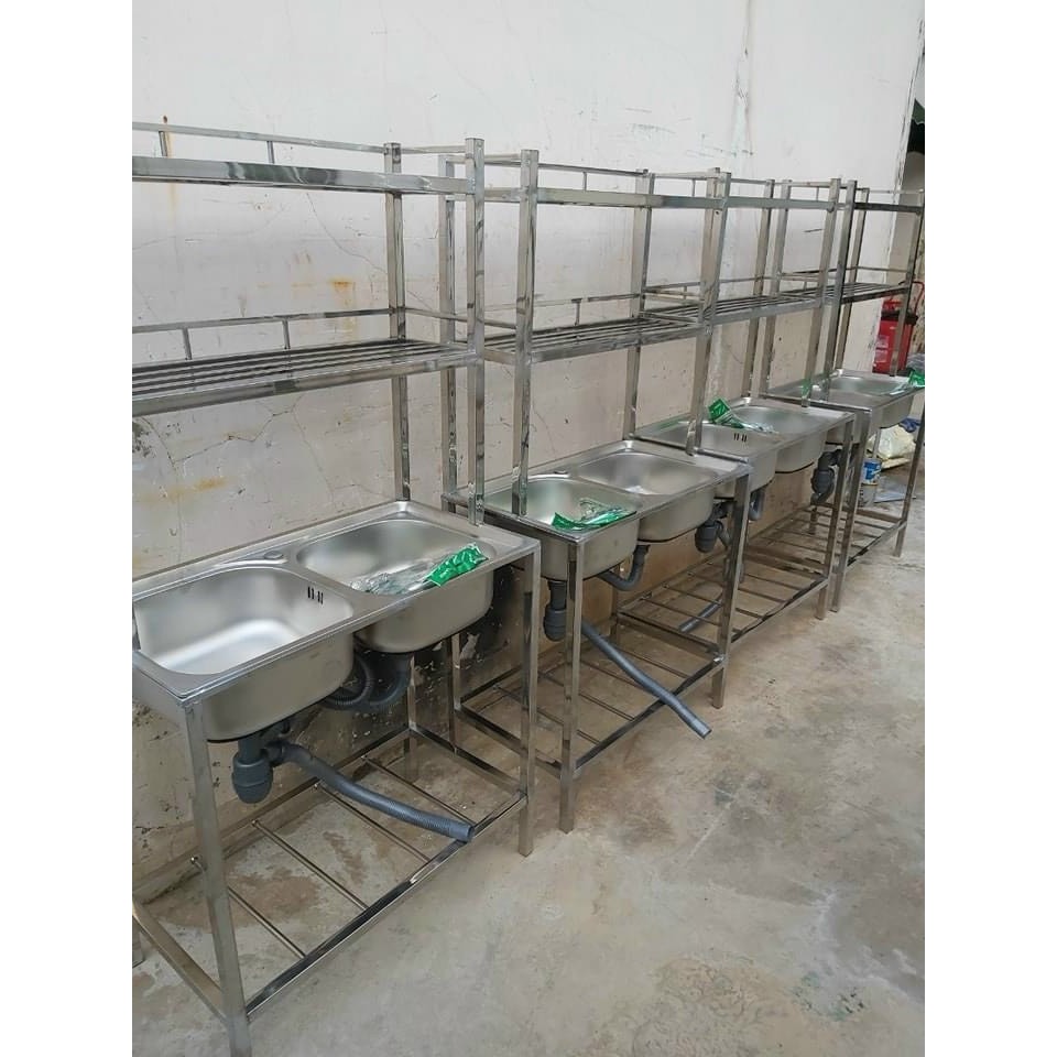 Chậu rửa chén inox 2 hộc có kệ tiện lợi