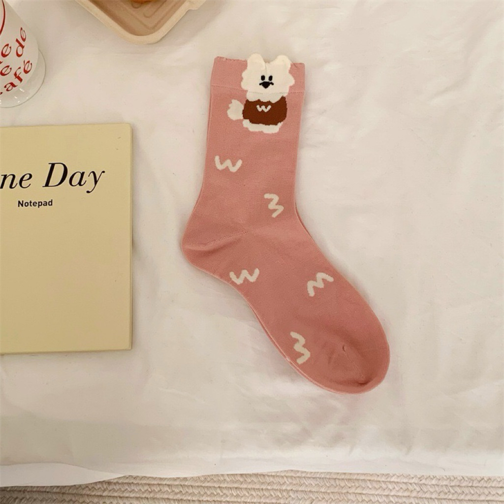 Tất Vớ Nam Nữ Cổ Cao In Hình Thú Mèo Cún Siêu Dễ Thương Cotton Thoáng Mát Dễ Phối