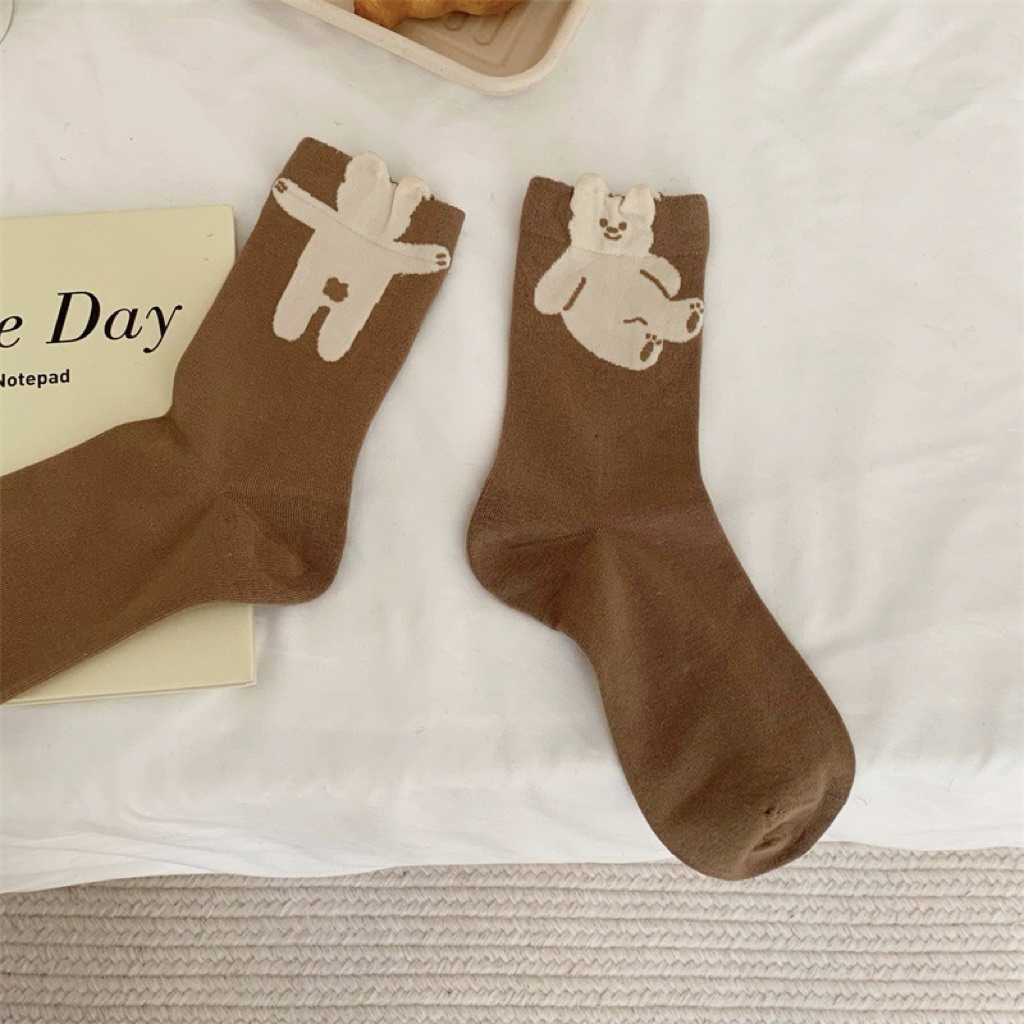 Tất Vớ Nam Nữ Cổ Cao In Hình Thú Mèo Cún Siêu Dễ Thương Cotton Thoáng Mát Dễ Phối