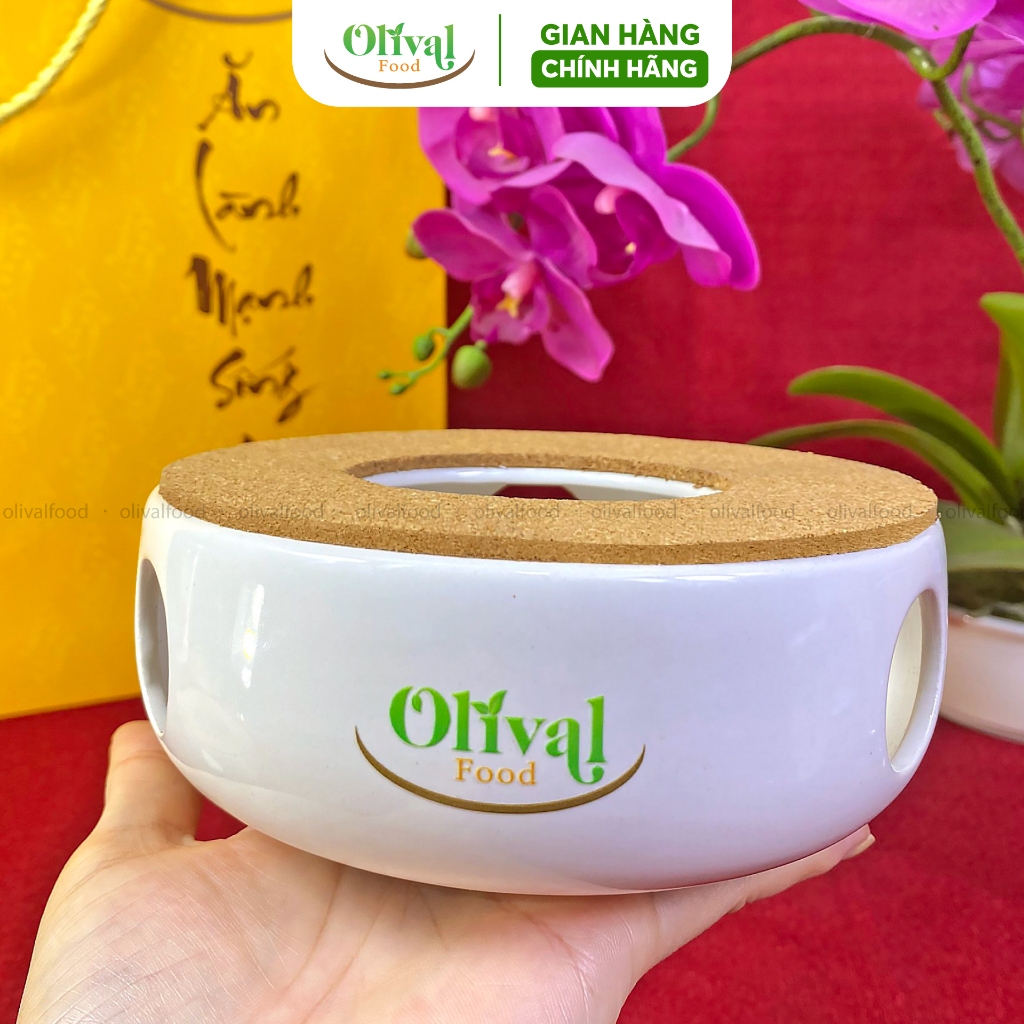 Bộ bình trà bằng thủy tinh - Đế nến hâm nóng trà OlivalFood bằng gốm sứ tráng men tiện dụng
