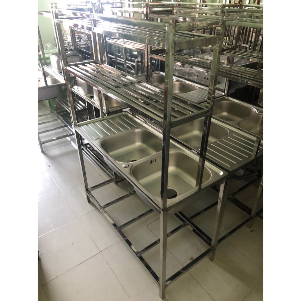 CHẬU RỬA INOX 304 kèm kệ  có cánh combo đầy đủ (SHIP HỎA TỐC)