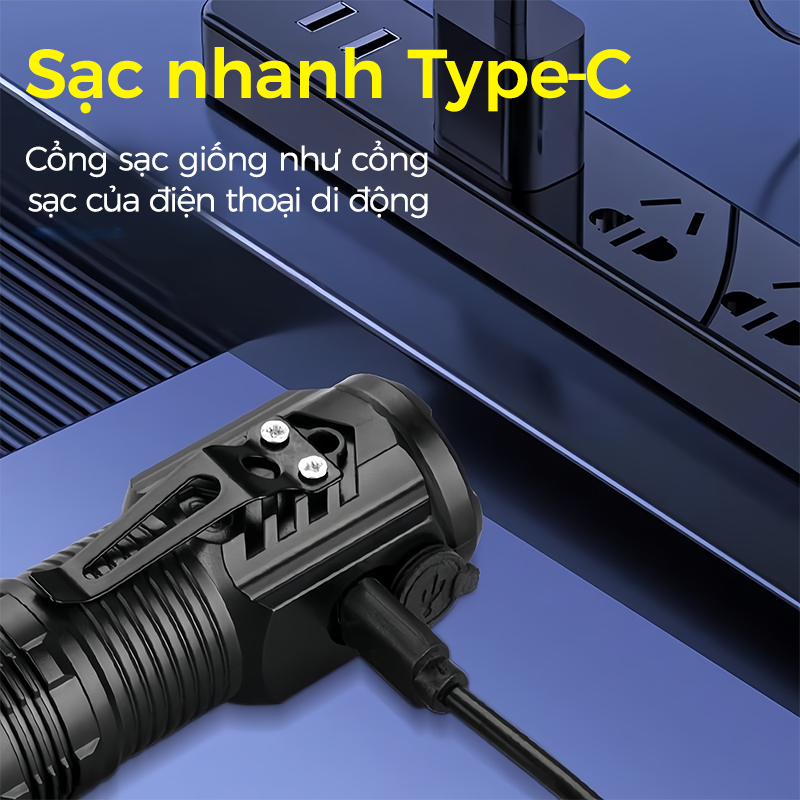 Đèn pin mini cầm tay siêu nhỏ siêu sáng chiếu xa tỏa chống nước có móc gài nam châm tiện dụng pin trâu 5 chế độ sáng