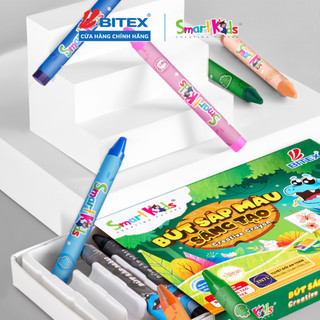 Bút sáp màu siêu bám màu, siêu mịn Sáng tạo Smartkids DINO CR20 12 màu tô dành cho trẻ mẫu giáo trở lên