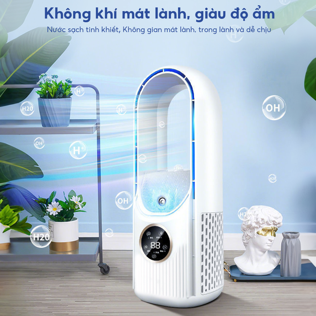 Quạt điều hòa phun sương quạt không cánh, Quạt hơi nước 6 cấp độ tính năng hẹn giờ Với Mosquito Repellent tấm