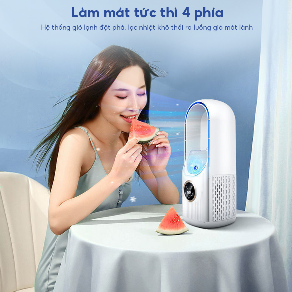 Quạt điều hòa phun sương quạt không cánh, Quạt hơi nước 6 cấp độ tính năng hẹn giờ Với Mosquito Repellent tấm