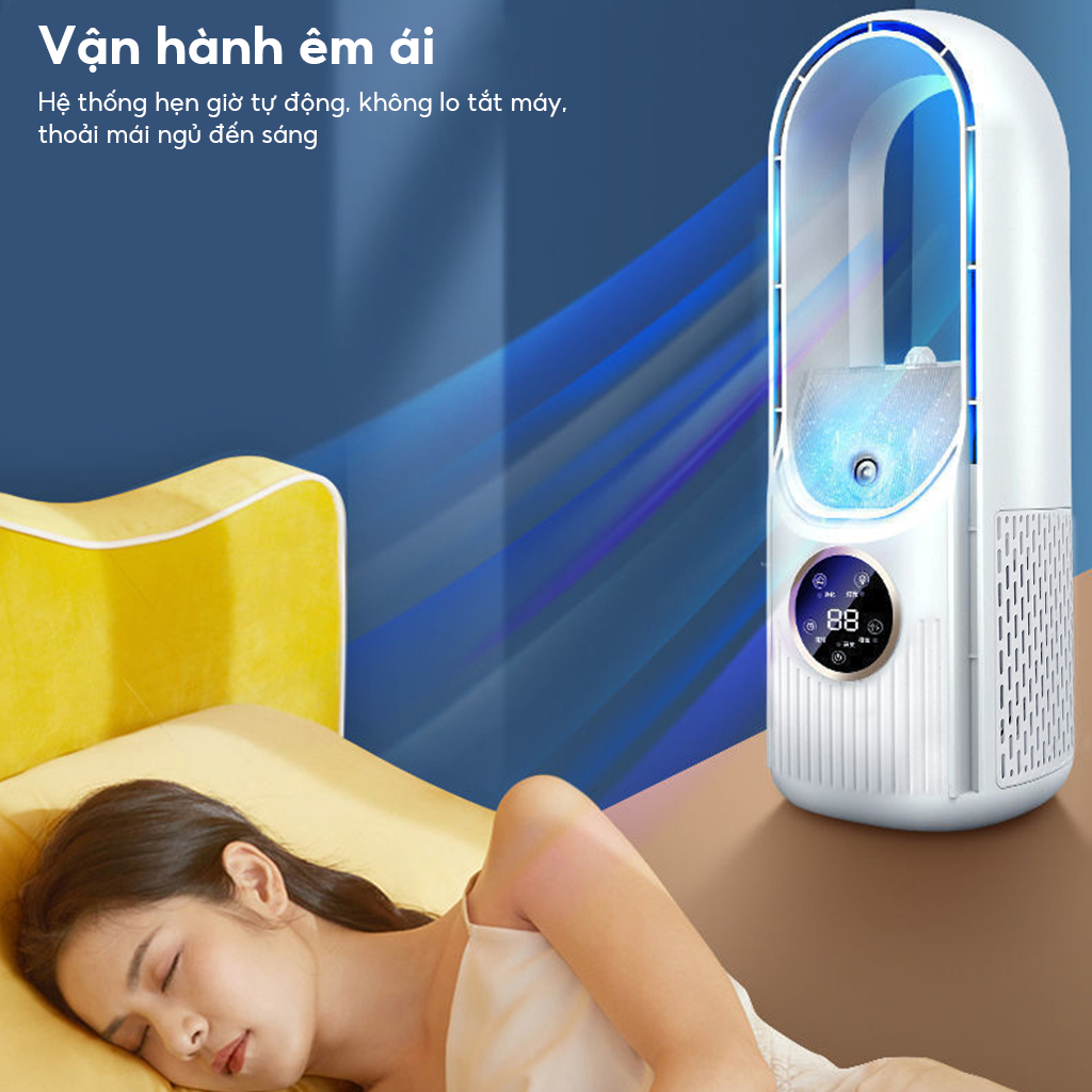 Quạt điều hòa phun sương quạt không cánh, Quạt hơi nước 6 cấp độ tính năng hẹn giờ Với Mosquito Repellent tấm