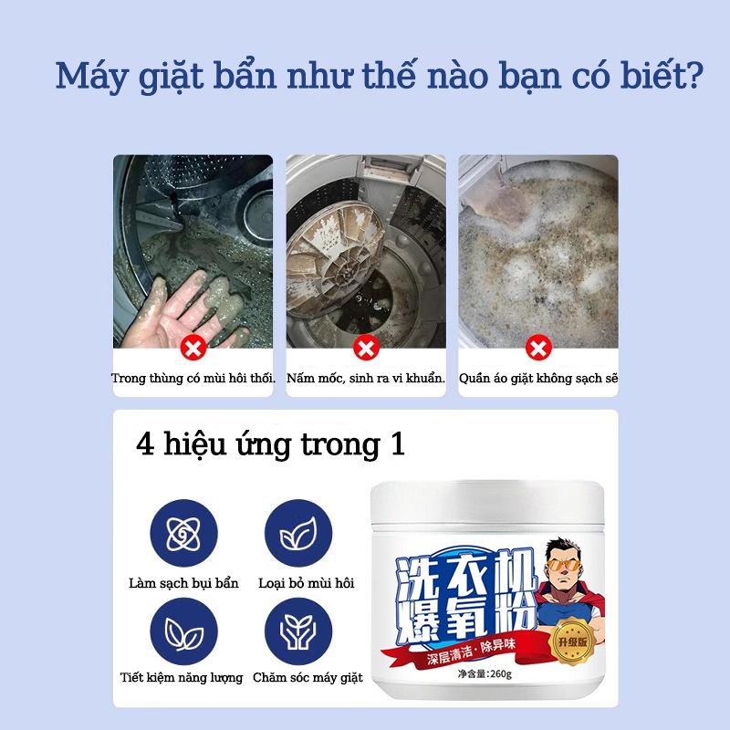 【5 Chai】Bột Tẩy Lồng Máy Giặt tẩy lồng máy giặt vệ sinh lồng giặt vệ sinh máy giặt