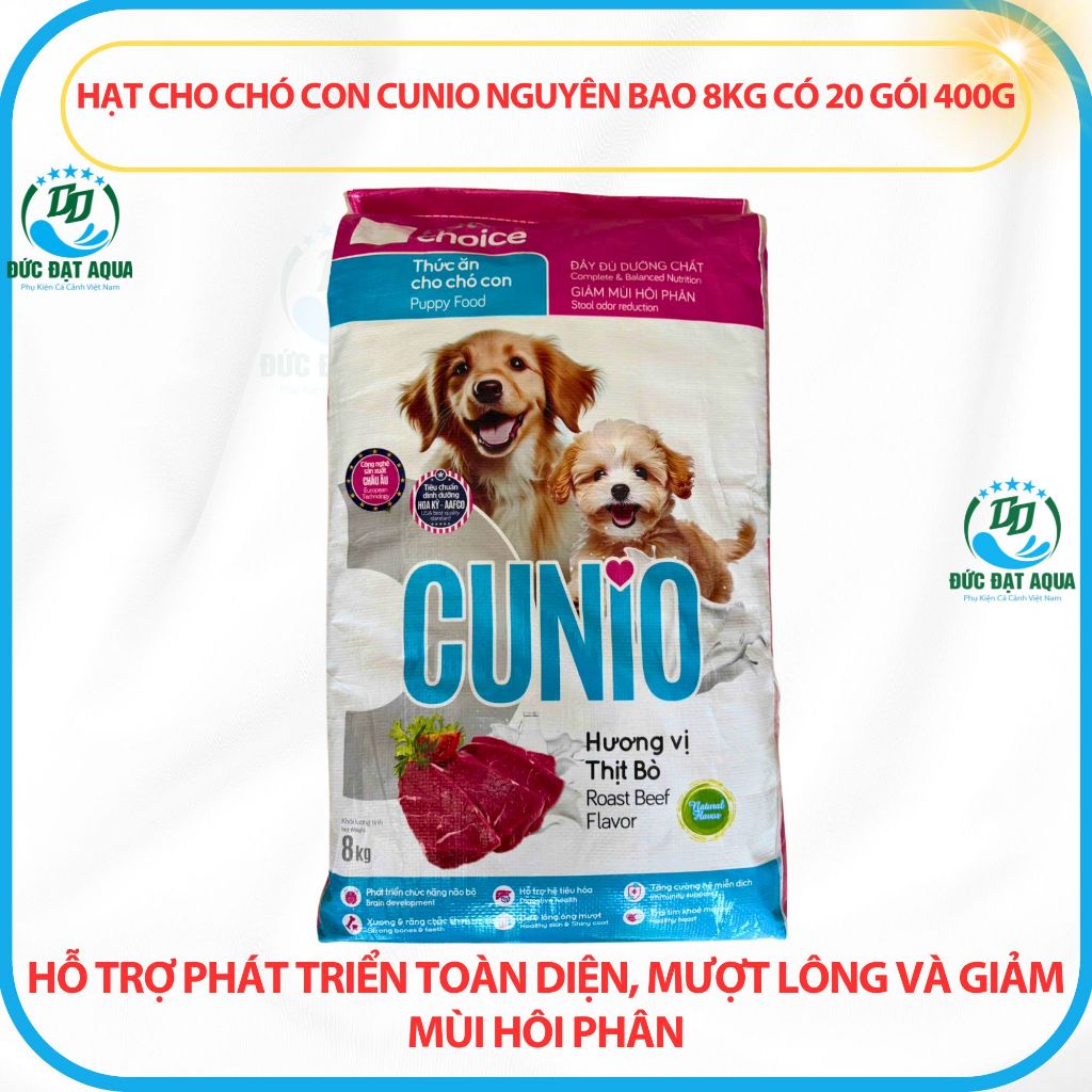 Hạt cho Chó con CUNIO nguyên bao 8kg có 20 gói 400g  hỗ trợ phát triển toàn diện 2