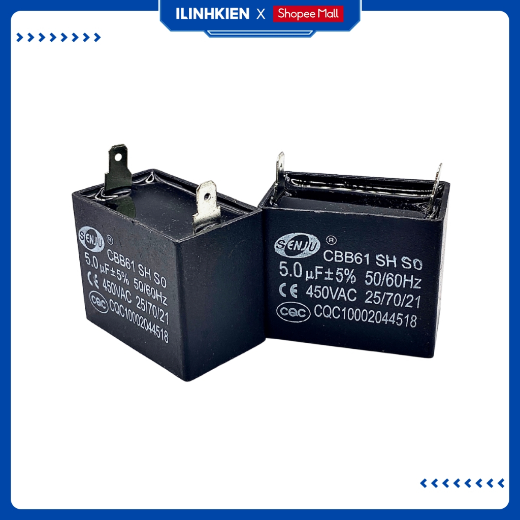 Tụ quạt 2 chân jack cắm 1uF 1.2uF 1.5uF 2uF 2.5uF 3uF 5uF 450VAC CBB61 ILinhkien