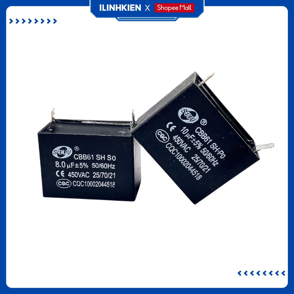 Tụ quạt 2 chân jack cắm 1uF 1.2uF 1.5uF 2uF 2.5uF 3uF 5uF 450VAC CBB61 ILinhkien