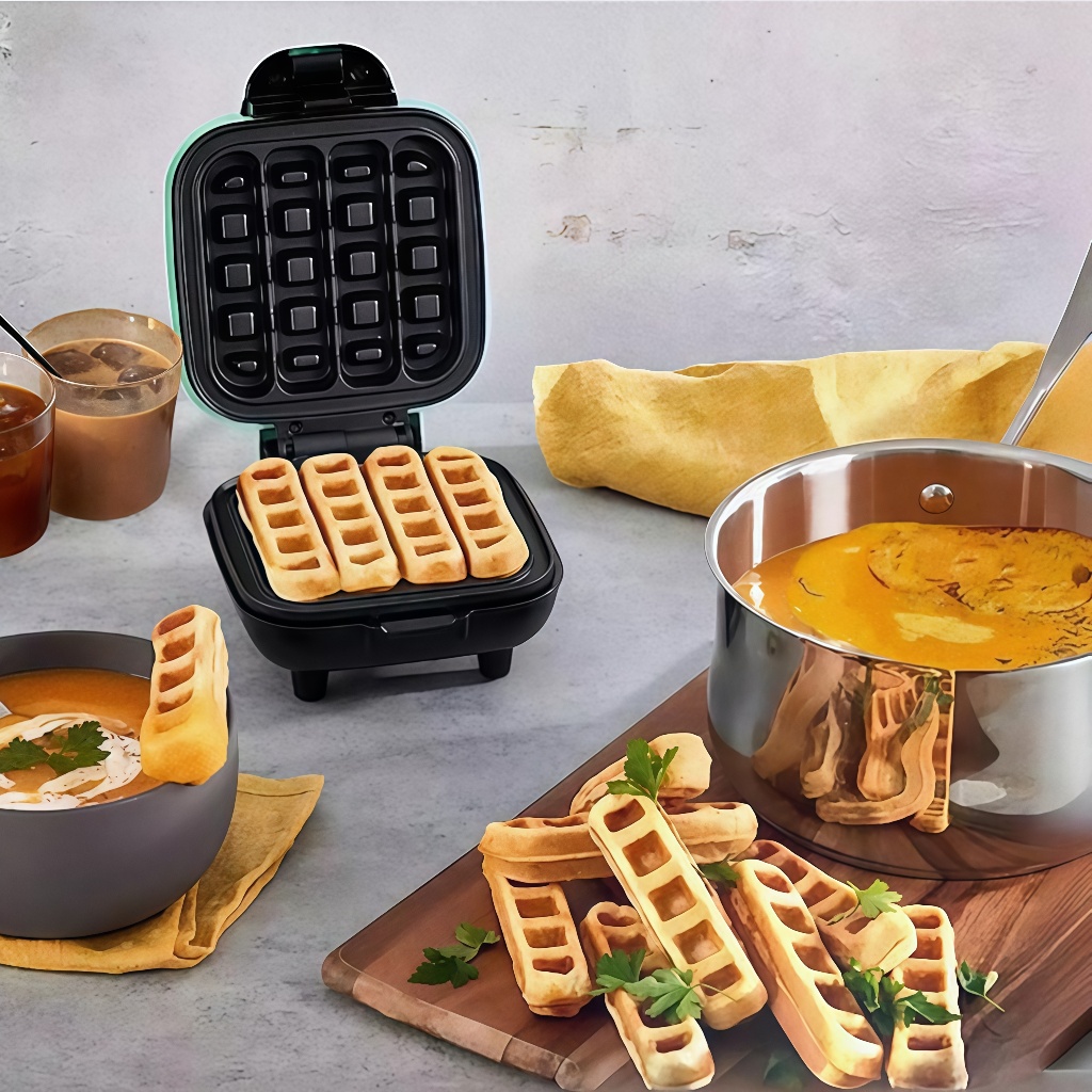 Máy Nướng Bánh Waffle Máy Làm Bánh Kẹp Nướng Bánh Waffle Aimi Khay Chống Dính Cao Cấp Dễ Vệ
