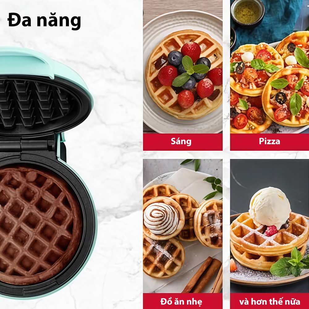 Máy Nướng Bánh Waffle Máy Làm Bánh Kẹp Nướng Bánh Waffle Aimi Khay Chống Dính Cao Cấp Dễ Vệ