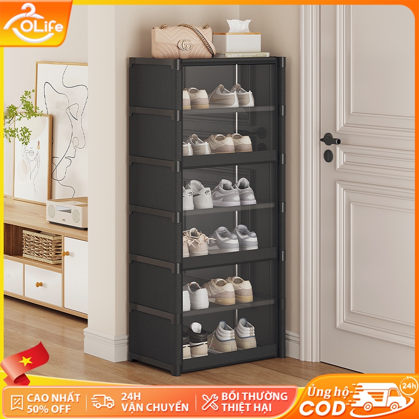𝐎𝐥𝐢𝐟𝐞 Kệ Giày Chống Bụi Giá Để Giày Dễ Lắp Ráp Kệ Để Giày Lật Bìa Nhiều Lớp Tủ Giày Dép Đa Năng