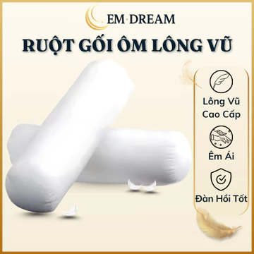 Gối Ôm Lông Vũ EmDream Ruột Gối Ôm Dài 35x100 Ruột Gối Ôm Cao Cấp Êm Mềm Mát Ngủ Ngon Ruột Gối Ôm Lông Vũ Gối Ôm