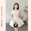Đầm Cúp Ngực Phối Hoa Hồng Kèm Dây Đeo
