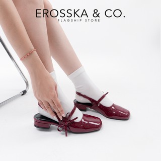[EROSSKA] - Giày cao gót nữ mary jane mũi tròn phối nơ thời trang cao 3cm màu đỏ đô - EL087