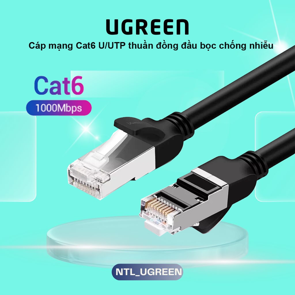 Cáp mạng RJ45 CAT6 chính hãng Ugreen dây mạng dạng tron nhựa Pvc tốc độ ...