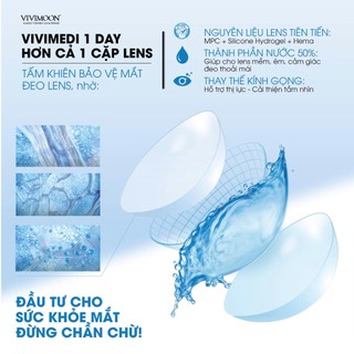 Lens 1 ngày cận trong suốt kính áp tròng VIVIMOON Vivimedi 1 Day (Giá 01 chiếc, 01 bên mắt,  x2 để đặt 1 đôi)
