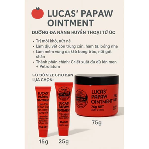 Kem Đa Năng Lucas’ Papaw Ointment Úc 15g / 25g / 75g - Làm Dịu Da, Giảm Khô Nứt, Nẻ Môi