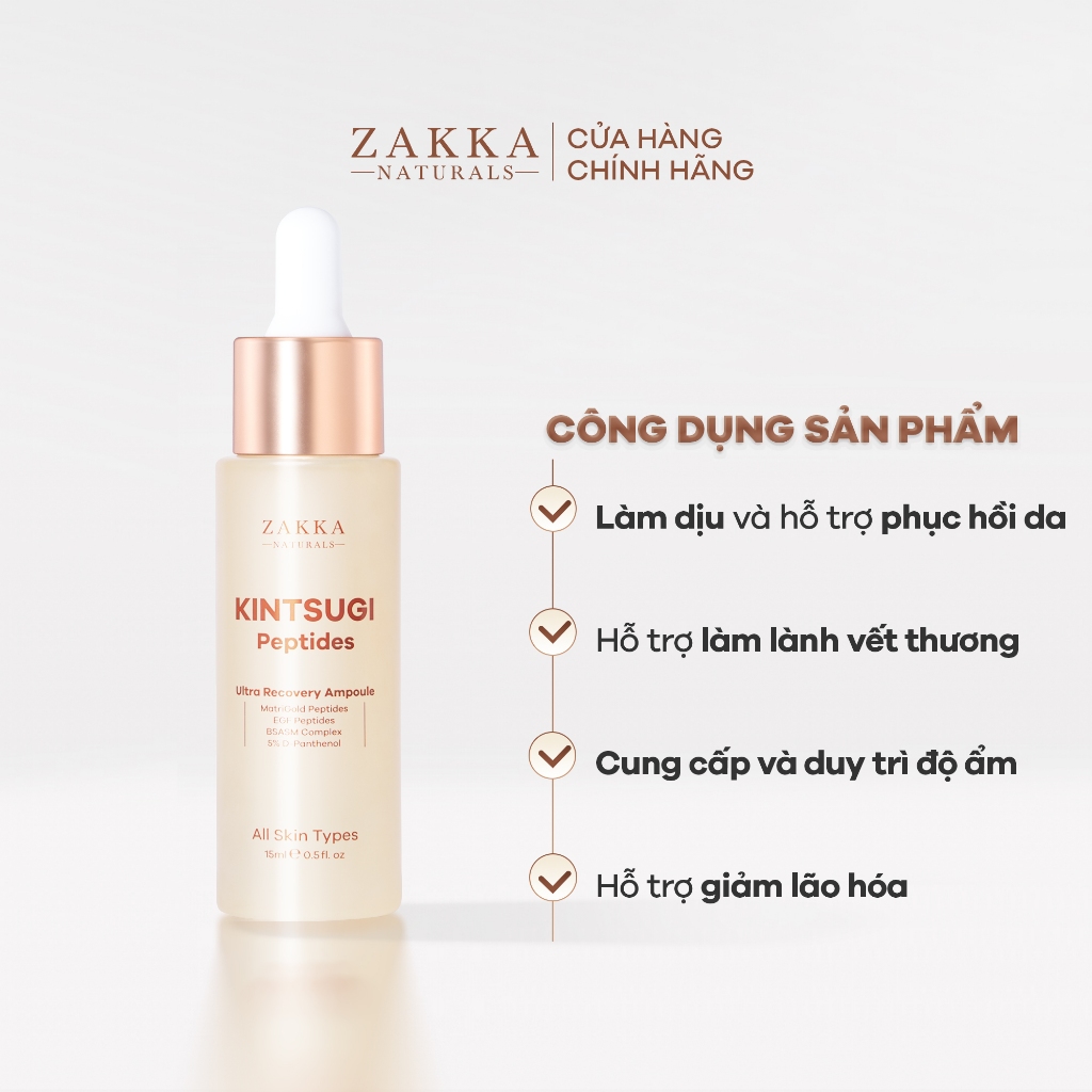 [MINISIZE] Tinh Chất Phục Hồi Độ Ẩm & Lành Tổn Thương Zakka Naturals Kintsugi Peptides Ultra Recovery Ampoule 15ml