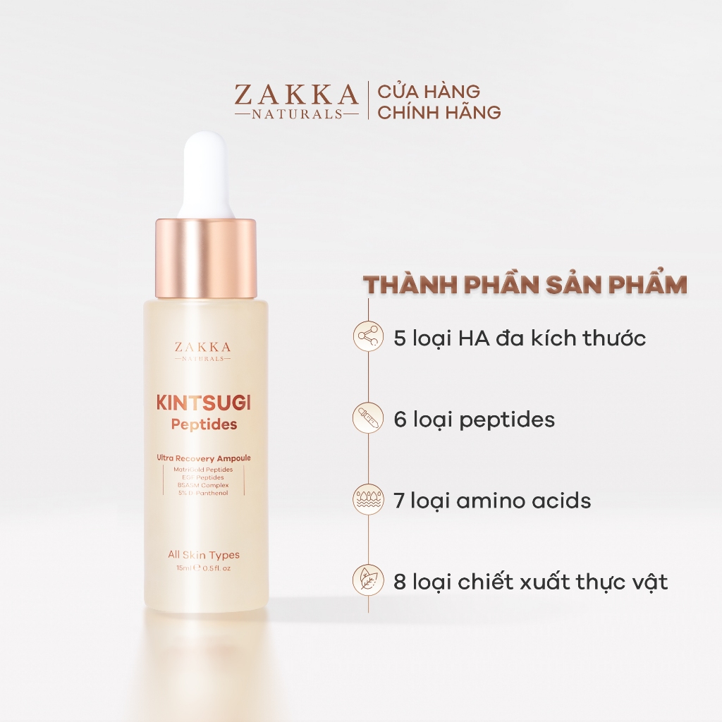 [MINISIZE] Tinh Chất Phục Hồi Độ Ẩm & Lành Tổn Thương Zakka Naturals Kintsugi Peptides Ultra Recovery Ampoule 15ml