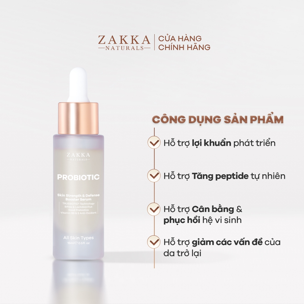 [MINISIZE] Tinh chất hỗ trợ lợi khuẩn giúp khoẻ da Probiotic Skin Strength & Defense Zakka Naturals 15ml