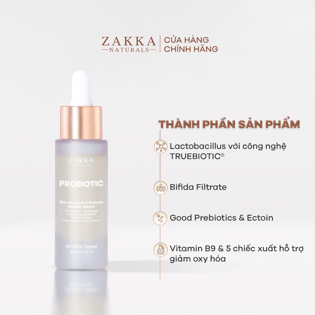 [MINISIZE] Tinh chất hỗ trợ lợi khuẩn giúp khoẻ da Probiotic Skin Strength & Defense Zakka Naturals 15ml