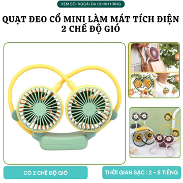 [Q5583A]Quạt đeo cổ xoay 360 độ, quạt mini , quạt tích điện cổng sạc USB,tích hợp sẵn pin - Quạt Đeo cổ Sạc USB 3 tốc độ