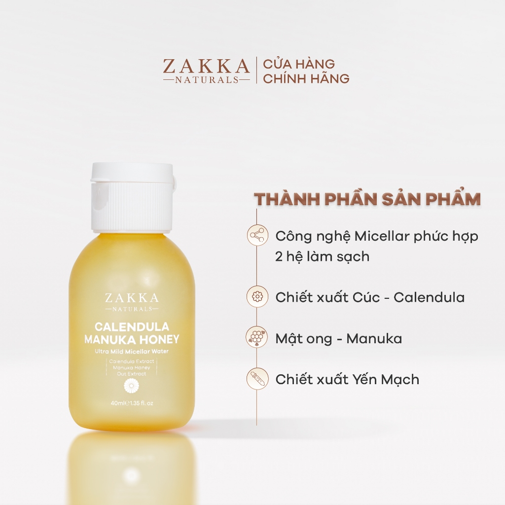 [GIFT] Nước tẩy trang Cúc và Mật Ong Zakka Naturals nhẹ dịu dành cho da nhạy cảm 40ml