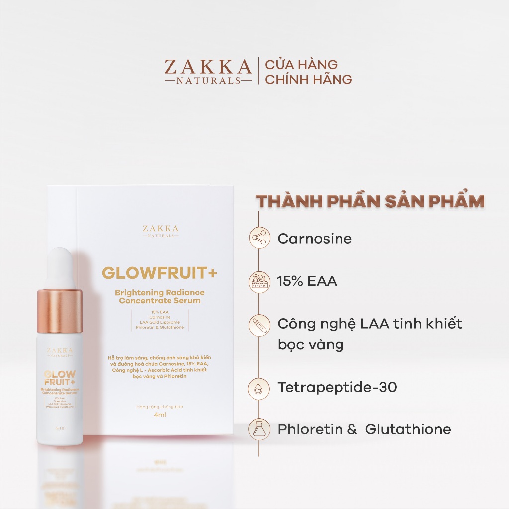 [GIFT] Sample Serum (Tinh Chất) Vitamin C Zakka Naturals GlowFruit+ Brightening 4ml