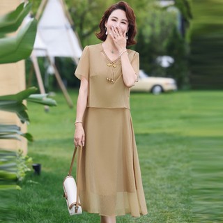 Đầm Voan Mùa Hè Ngắn Tay Cổ Chữ V Của Mẹ VH105