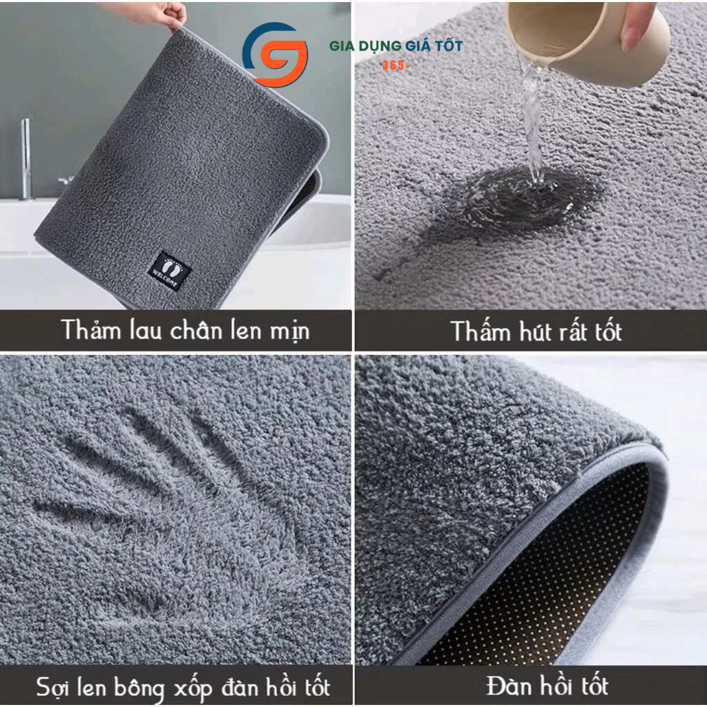 Thảm lau chân siêu thấm nước, thảm nhà tắm cao cấp nhiều màu , dùng cho phòng khách, phòng ngủ