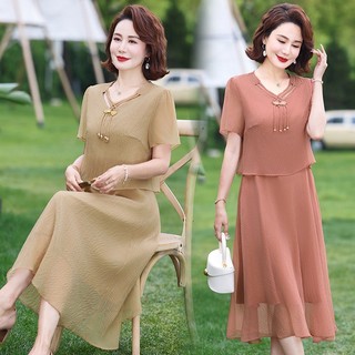 Đầm Voan Mùa Hè Ngắn Tay Cổ Chữ V Của Mẹ VH105