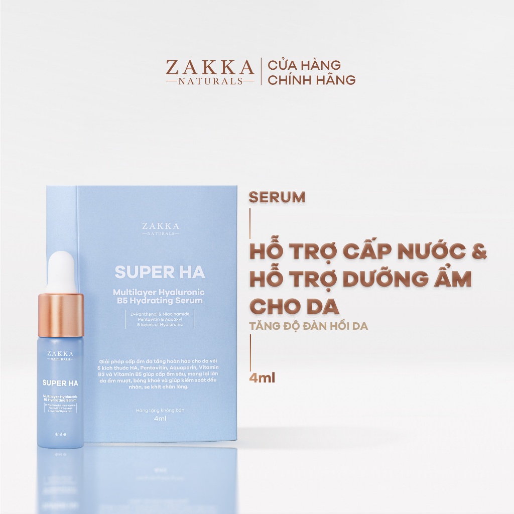 [GIFT] Tinh Chất Cấp Ẩm Đa Tầng Super HA Hyaluronic B5 Hydrating Serum Zakka Naturals 4ml