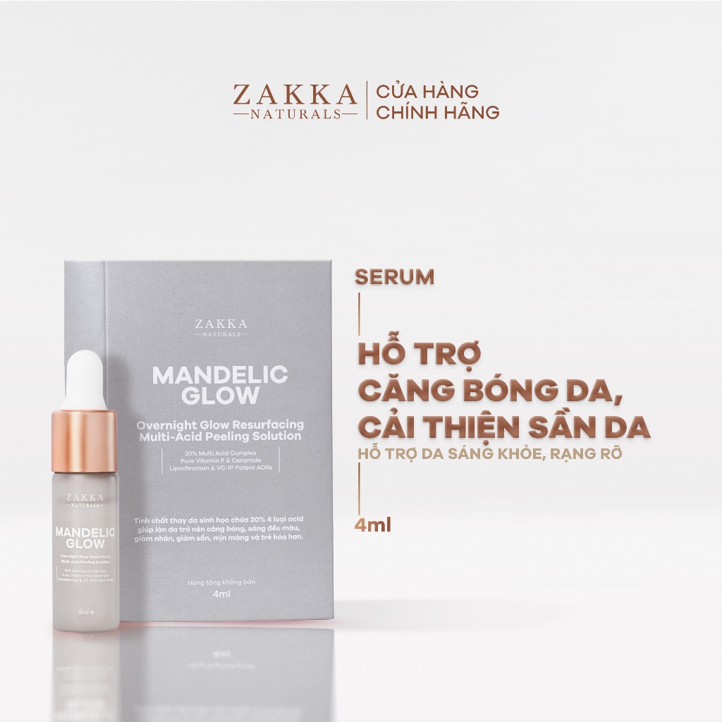 [GIFT] Tinh chất hỗ trợ căng bóng da Mandelic Glow Zakka Naturals 4ml