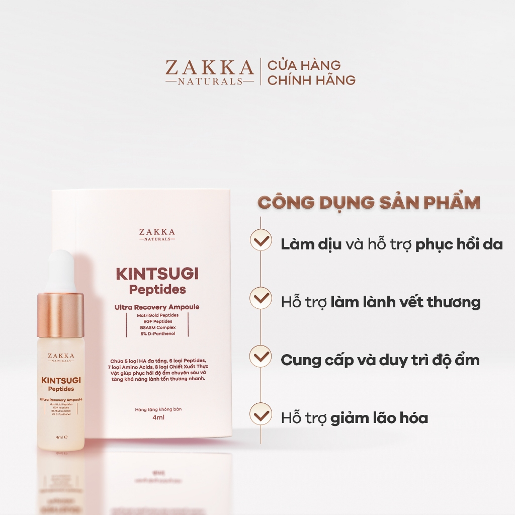 [GIFT] Tinh Chất Phục Hồi Độ Ẩm Chuyên Sâu & Lành Tổn Thương Zakka Naturals Kintsugi Peptides Ultra Recovery Ampoule 4ML