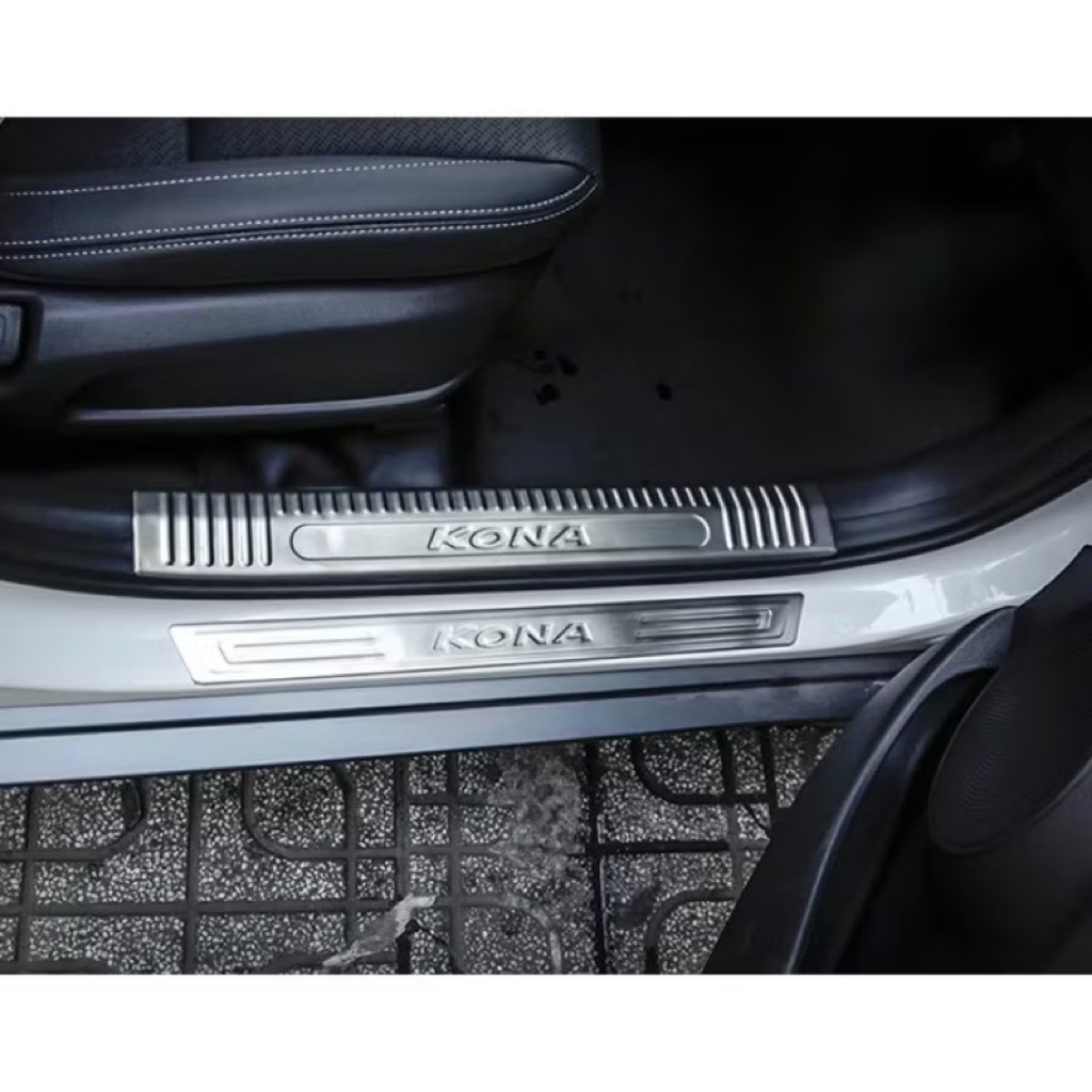 Ốp bậc cửa, nẹp bước chân xe Huyndai KONA 2018-2023 inox 304 cao cấp