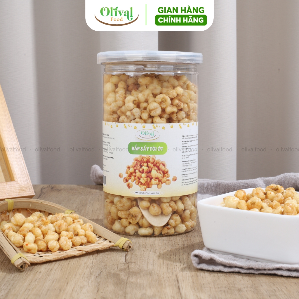Bắp sấy tỏi ớt - Snack ăn vặt 200g giòn rụm, thơm ngon, đậm vị – OlivalFood