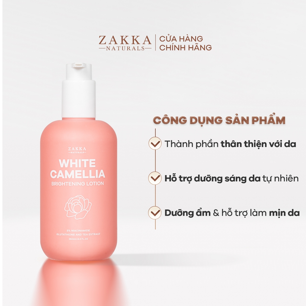 Sữa Dưỡng Thể Sáng Mịn Da White Camellia Zakka Naturals 250ml
