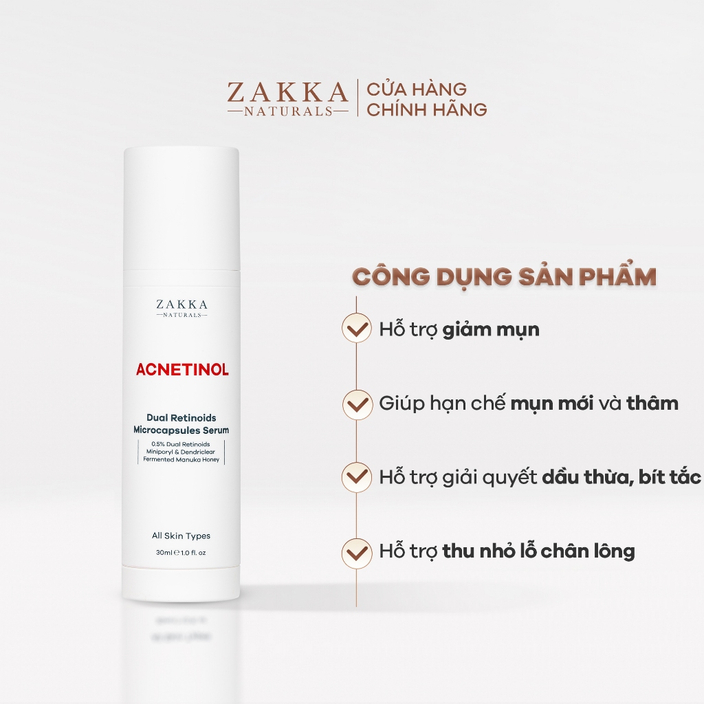 Tinh Chất Retinol Zakka Naturals Dành Cho Da Dầu, Mụn - Acnetinol 30ml
