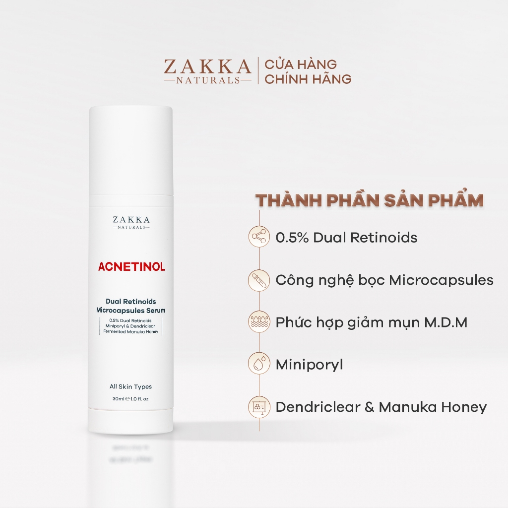 Tinh Chất Retinol Zakka Naturals Dành Cho Da Dầu, Mụn - Acnetinol 30ml
