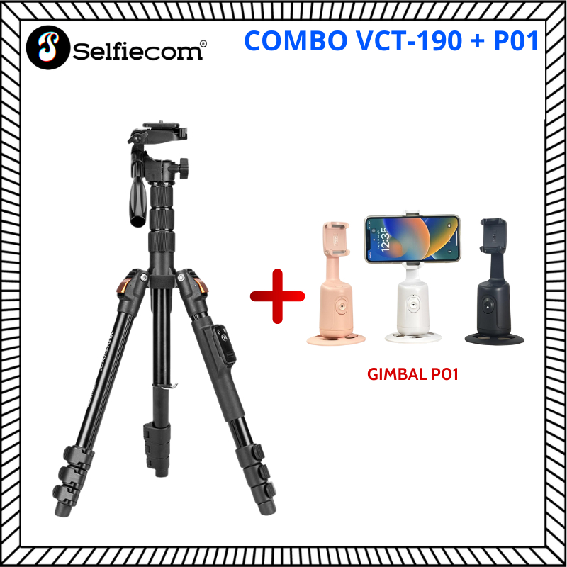 Combo Tripod Yunteng VCT-190 Và Gimbal P01 - Phụ Kiện Quay Video, Livestream, Chụp Ảnh