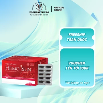 Viên Bổ Máu Hemo Sun - Bổ Sung Sắt Cho Người Thiếu Máu, Không Gây Táo Bón