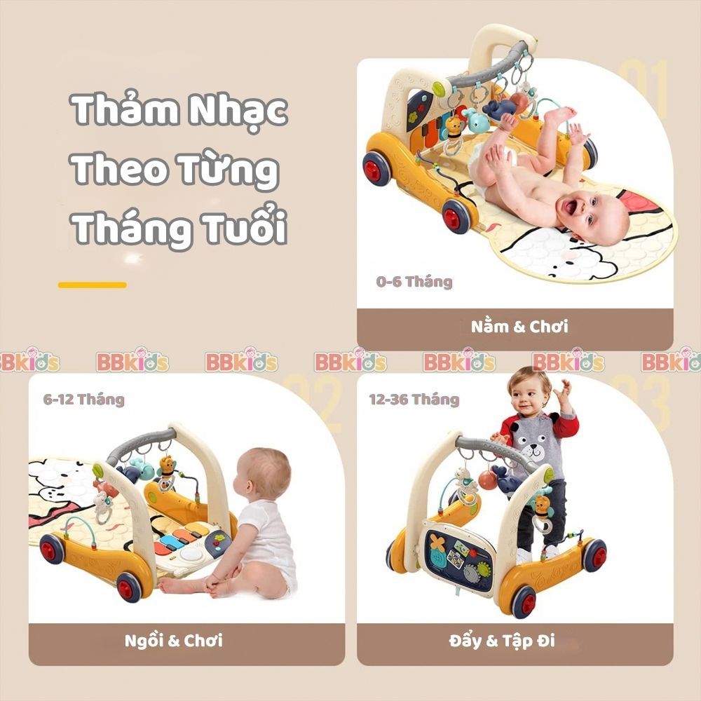 BBkids Thảm Nhạc Cho Bé Sơ Sinh, Xe Tập Đi 3in1, Đồ Chơi Treo Phát Nhạc, Họa Tiết Dễ Thương - BB029