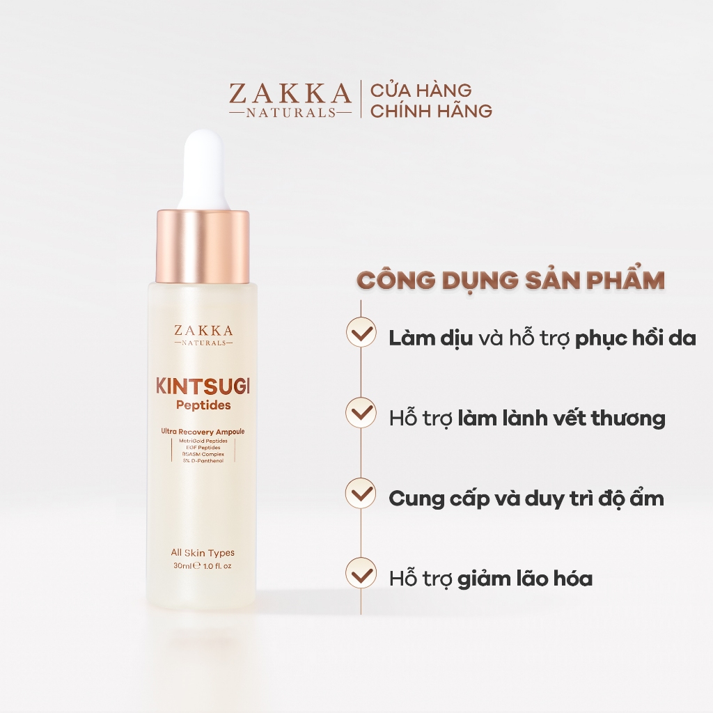 Tinh Chất Kintsugi Peptides Ultra Recovery Ampoule Zakka Naturals 30ml