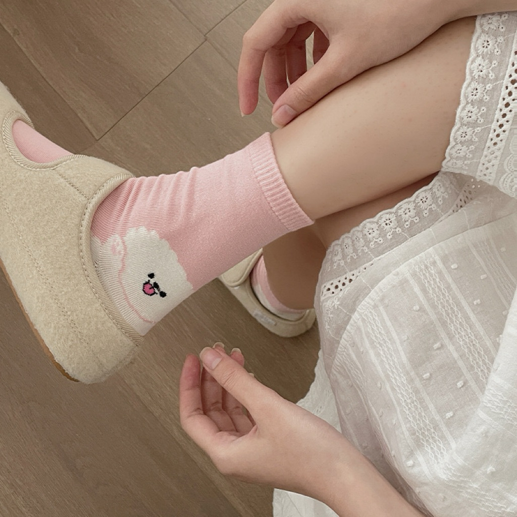 Tất Vớ Nam Nữ Cổ Cao In Hình Thú Cưng Cún Shiba Poodle Bichon Siêu Dễ Thương Cotton Thoáng Mát Dễ Phối