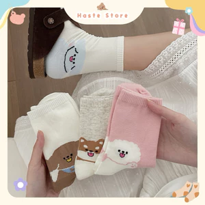 Tất Vớ Nam Nữ Cổ Cao In Hình Thú Cưng Cún Shiba Poodle Bichon Siêu Dễ Thương Cotton Thoáng Mát Dễ Phối