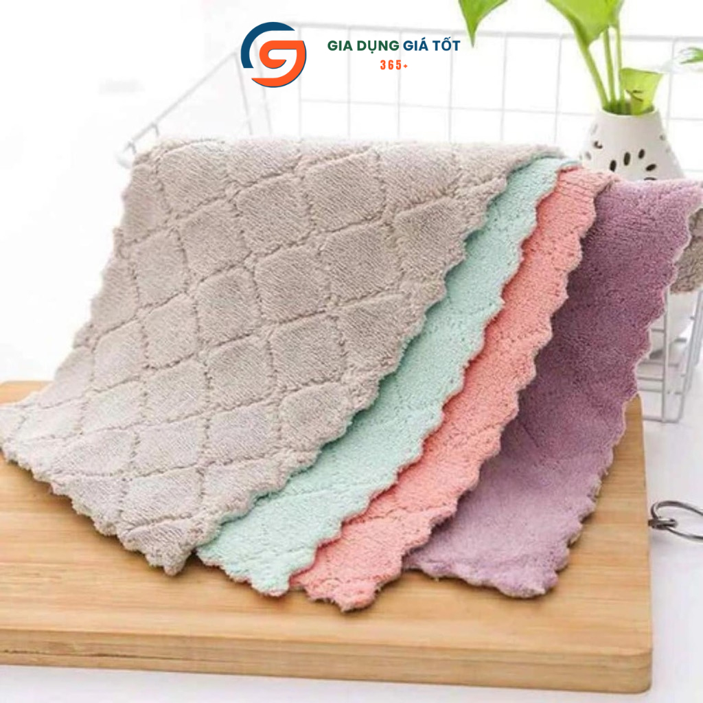 Combo 10 khăn lau đa năng siêu thấm - khăn lau bếp, lau bàn, lau chén mềm mịn nhiều màu